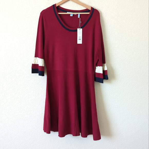 NWT Draper James Women's Viscose Knit Berry Bell Sleeve Sweater Dress XXL $150 - Picture 4 of 12